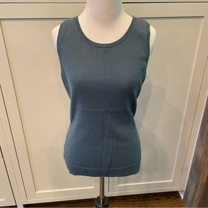 Lafayette 148 New York Slate Blue Sleeveless Knit Shell